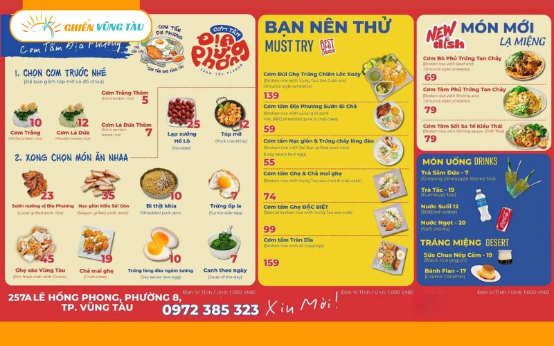 cơm tấm địa phương vũng tàu