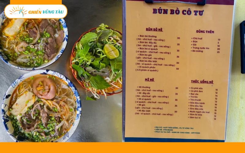 Review mới nhất về quán bún bò Cô Tư Vũng Tàu núp hẻm, chill mát 8 bún bò cô tư