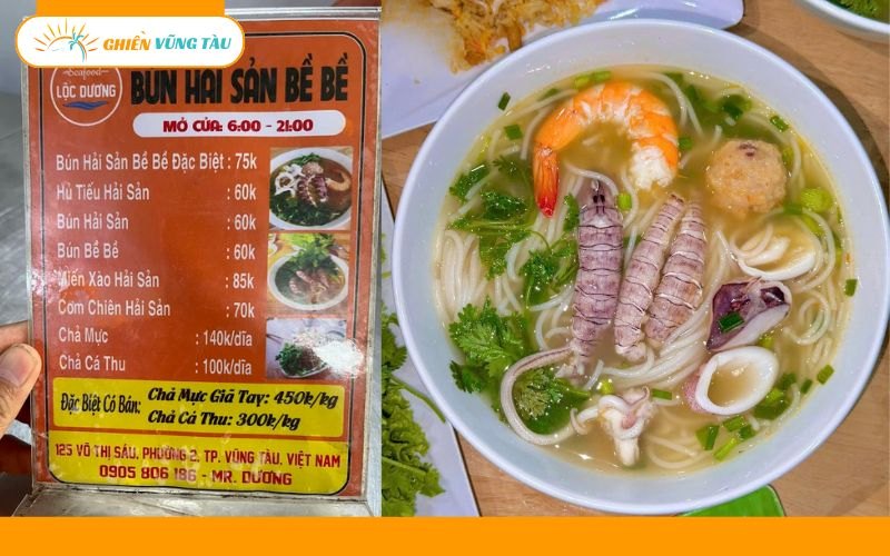 bún hải sản bề bề lộc dương