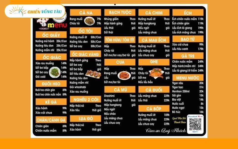 Quán nhậu Dũng Mập Phước Hải menu hải sản đa dạng, giá bình dân 9 quán nhậu dũng mập phước hải