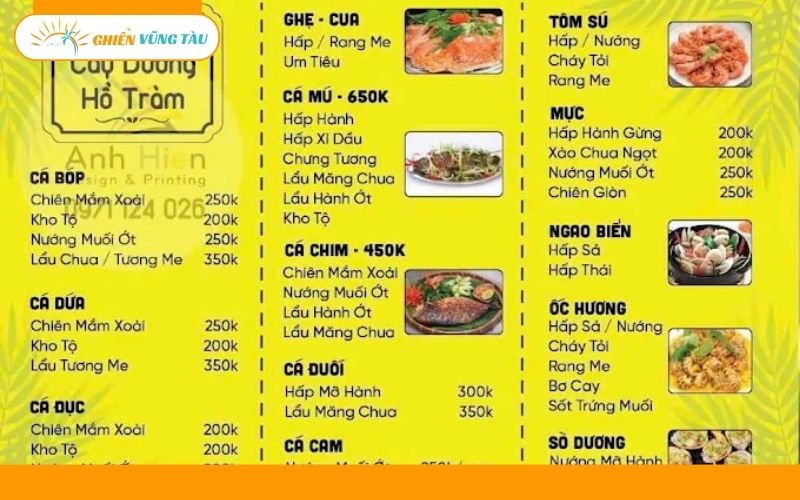 nhà hàng hải sản cây dương hồ tràm